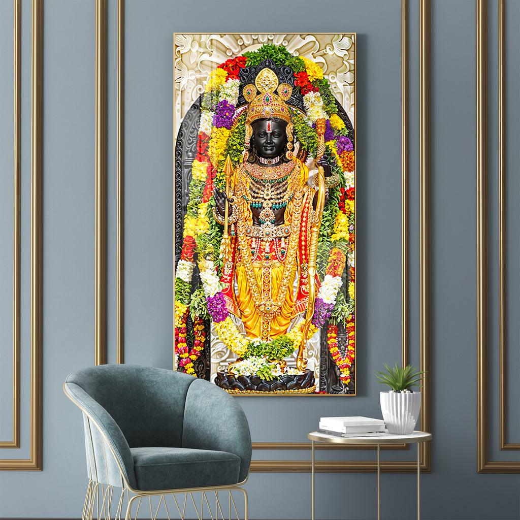 Graceful Lord Rama Portray Premium Vertical Wall Art - Decor Mantra 