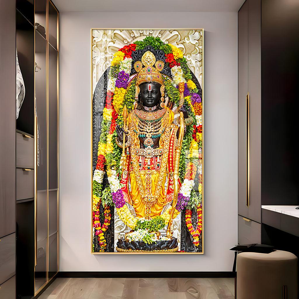 Graceful Lord Rama Portray Premium Vertical Wall Art - Decor Mantra 