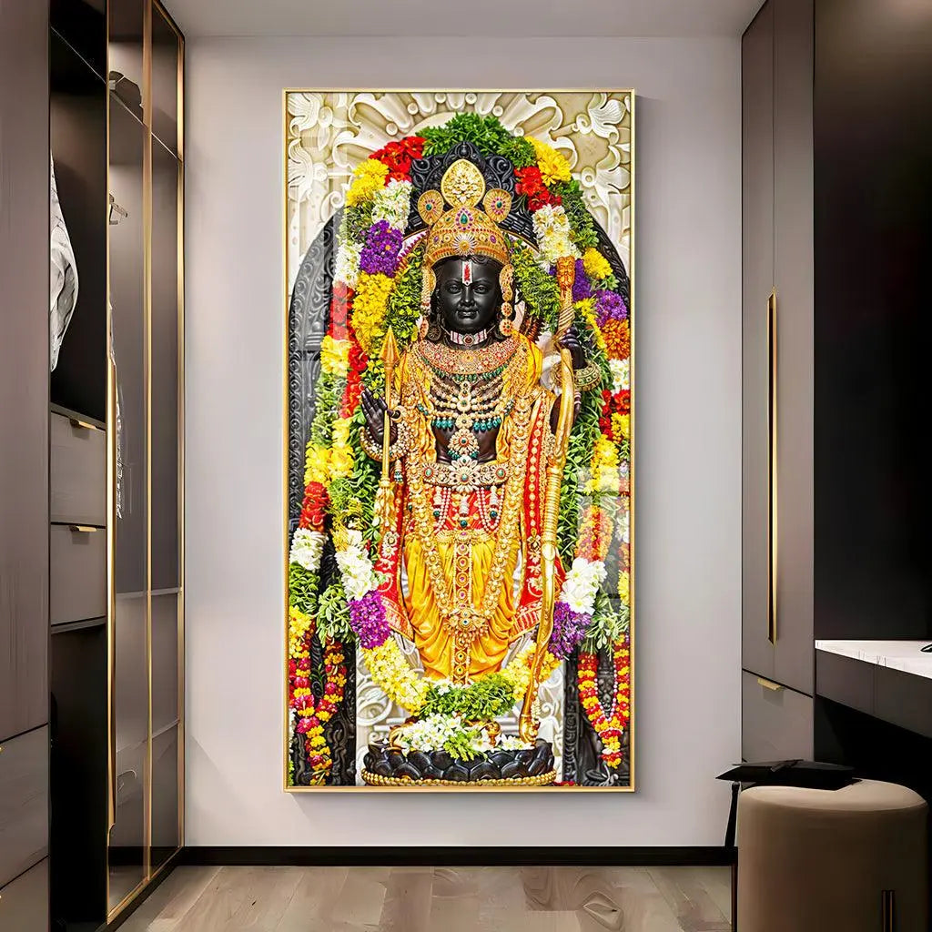 Graceful Lord Rama Portray Premium Vertical Wall Art - Decor Mantra 