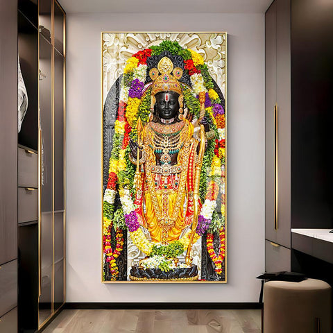 Graceful Lord Rama Portray Premium Vertical Wall Art - Decor Mantra 