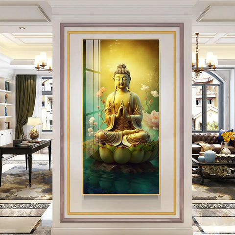 Meditative Buddha Premium Acrylic Vertical Wall Art - Decor Mantra 