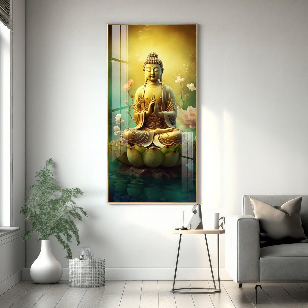 Meditative Buddha Premium Acrylic Vertical Wall Art - Decor Mantra 