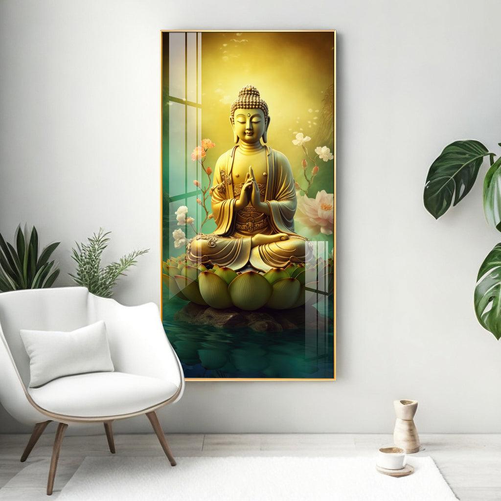 Meditative Buddha Premium Acrylic Vertical Wall Art - Decor Mantra 