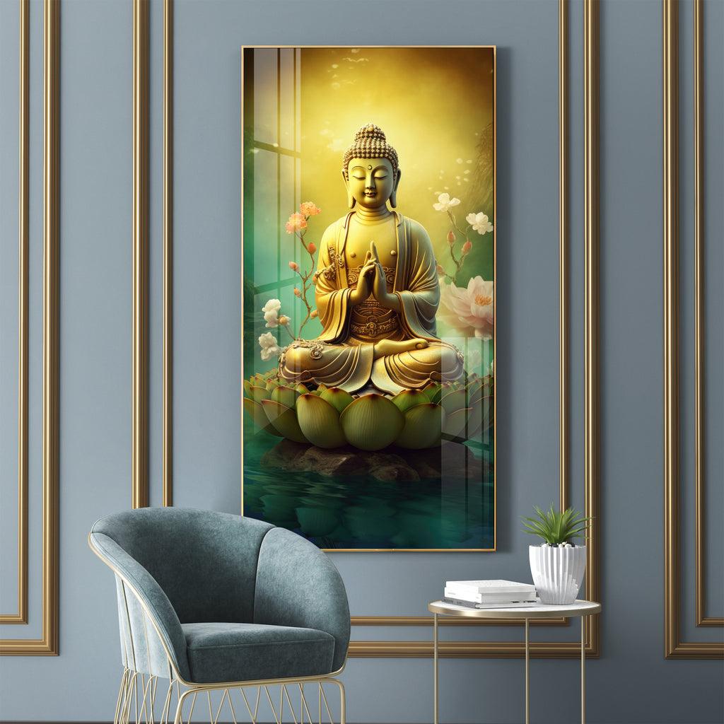 Meditative Buddha Premium Acrylic Vertical Wall Art - Decor Mantra 
