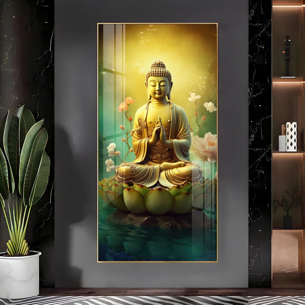 Meditative Buddha Premium Acrylic Vertical Wall Art - Decor Mantra 