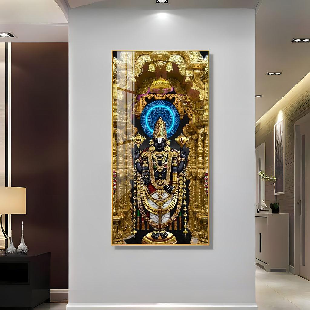 Graceful Shree Venkateswara Swamy Premium Acrylic Vertical Wall Art - Decor Mantra 