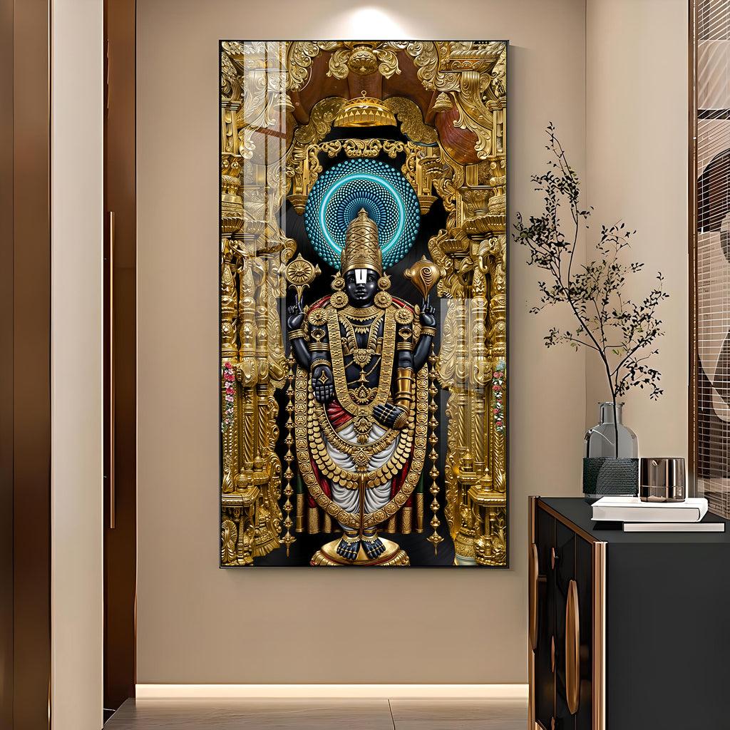 Graceful Shree Venkateswara Swamy Premium Acrylic Vertical Wall Art - Decor Mantra 