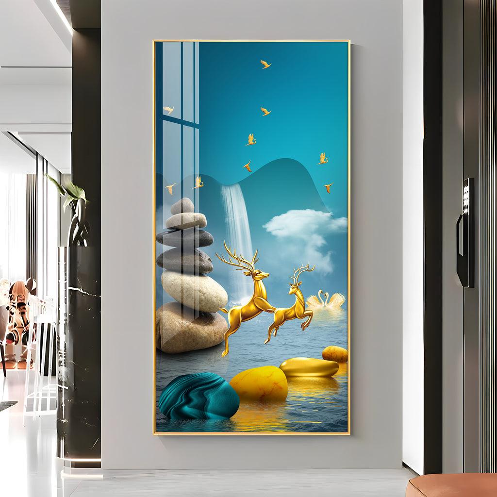 Radiant Fengshui Deer Premium Acrylic Vertical Wall Art - Decor Mantra 