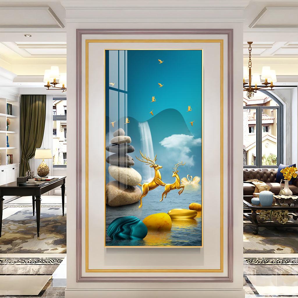 Radiant Fengshui Deer Premium Acrylic Vertical Wall Art - Decor Mantra 