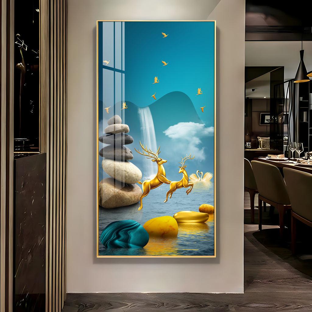 Radiant Fengshui Deer Premium Acrylic Vertical Wall Art - Decor Mantra 