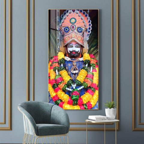 Divine Khatu Shyam Baba Premium Acrylic Vertical Wall Art - Decor Mantra 