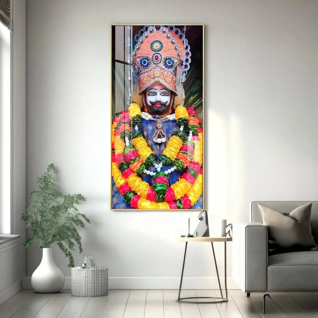 Divine Khatu Shyam Baba Premium Acrylic Vertical Wall Art - Decor Mantra 