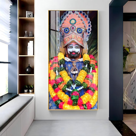 Divine Khatu Shyam Baba Premium Acrylic Vertical Wall Art - Decor Mantra 