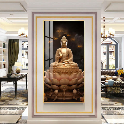 Lotus-Seated Buddha Premium Acrylic Vertical Wall Art - Decor Mantra 