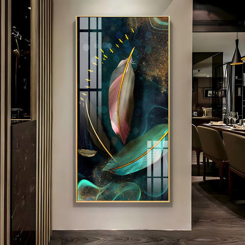 Cosmic Feathers Premium Acrylic Vertical Wall Art - Decor Mantra 