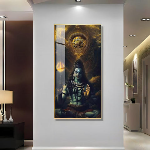 Luxurious Shiv Saadhna Vertical Wall Art in Premium Acrylic - Decor Mantra 