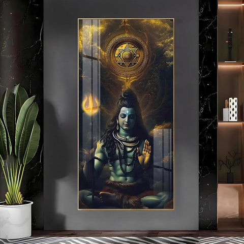 Luxurious Shiv Saadhna Vertical Wall Art in Premium Acrylic - Decor Mantra 