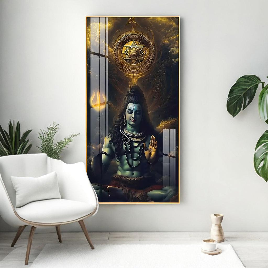 Luxurious Shiv Saadhna Vertical Wall Art in Premium Acrylic - Decor Mantra 