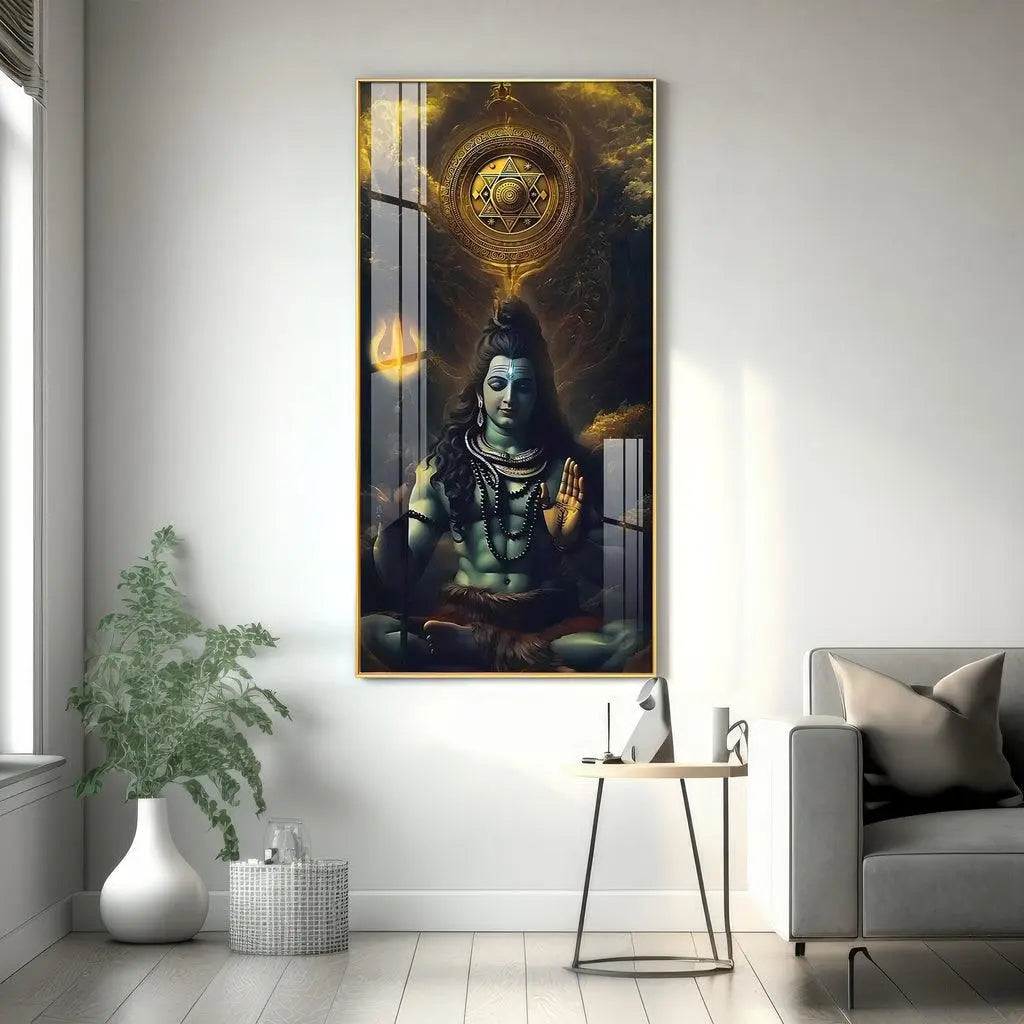 Luxurious Shiv Saadhna Vertical Wall Art in Premium Acrylic - Decor Mantra 
