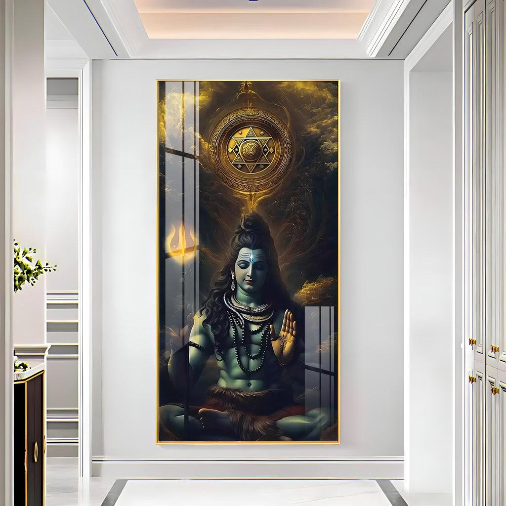 Luxurious Shiv Saadhna Vertical Wall Art in Premium Acrylic - Decor Mantra 