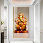 Artistic Lord Ganpati Vertical Wall Art in Premium Acrylic - Decor Mantra 