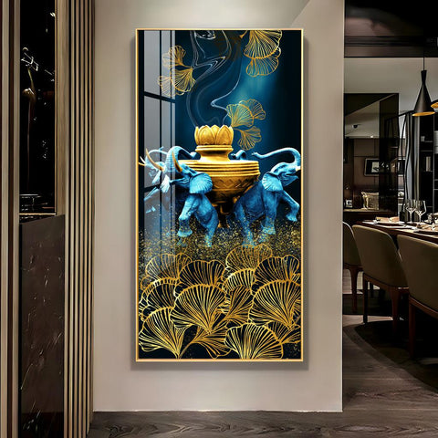 Contemporary Acrylic Wall Art Featuring Elephant and Leaf - Decor Mantra 