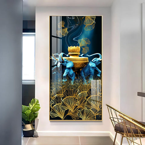 Contemporary Acrylic Wall Art Featuring Elephant and Leaf - Decor Mantra 