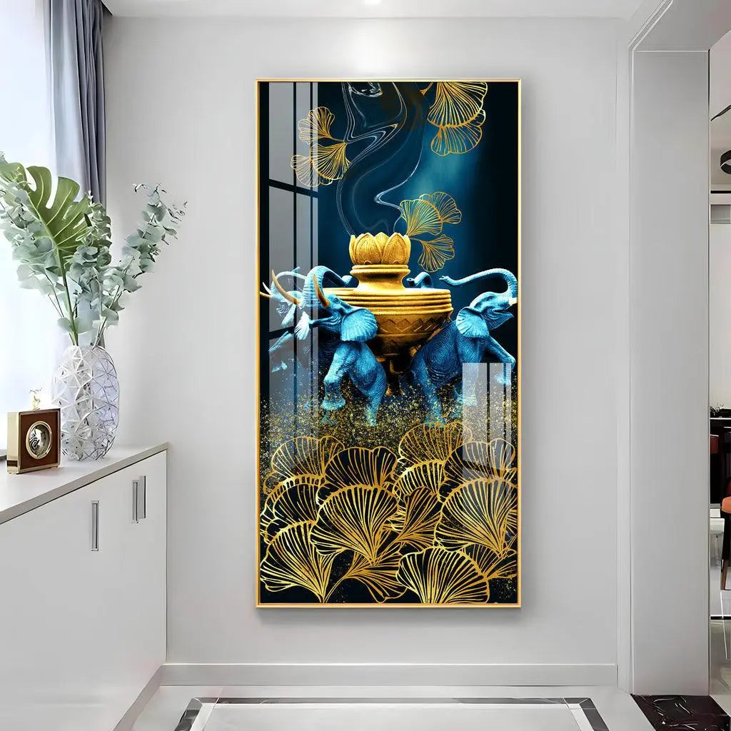 Contemporary Acrylic Wall Art Featuring Elephant and Leaf - Decor Mantra 
