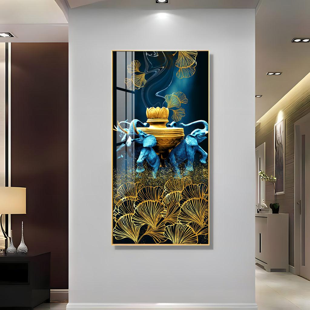 Contemporary Acrylic Wall Art Featuring Elephant and Leaf - Decor Mantra 