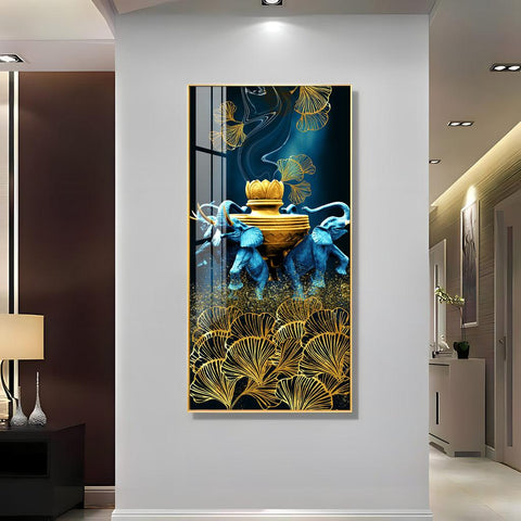 Contemporary Acrylic Wall Art Featuring Elephant and Leaf - Decor Mantra 