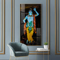 Artistic Krishna Lifting Govardhan Parvat Vertical Wall Art in Premium Acrylic - Decor Mantra 