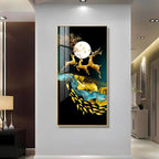 Artistic Jolly Deers with Koi Fish Vertical Wall Art in Premium Acrylic - Decor Mantra 
