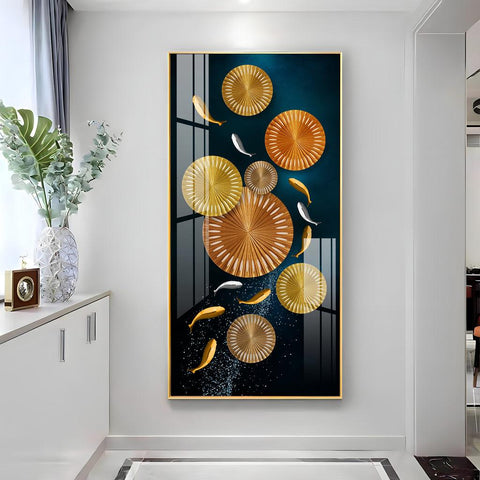 Premium Acrylic Vertical Wall Art: Carp and Lotus Pond - Decor Mantra 