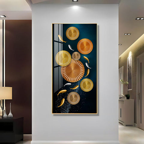 Premium Acrylic Vertical Wall Art: Carp and Lotus Pond - Decor Mantra 
