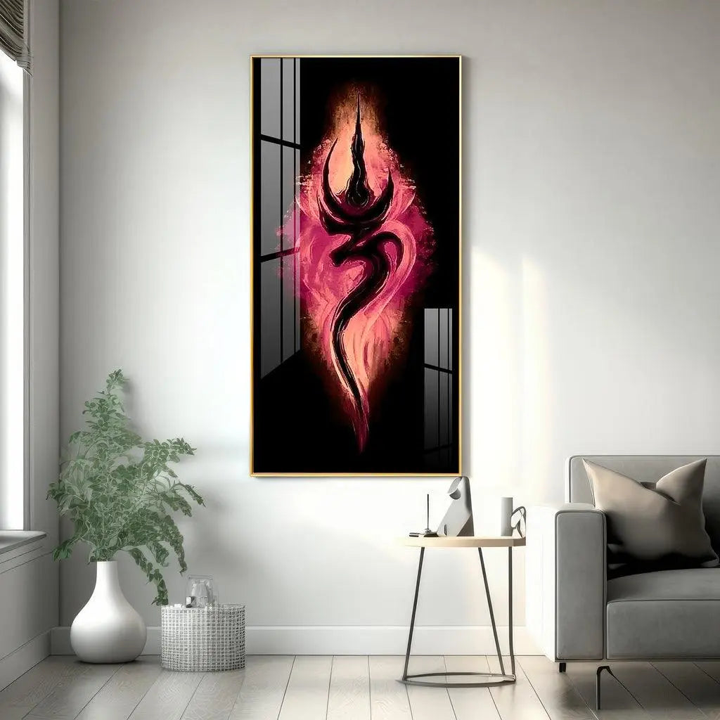 Peaceful Om Vertical Wall Art in Premium Acrylic - Decor Mantra 