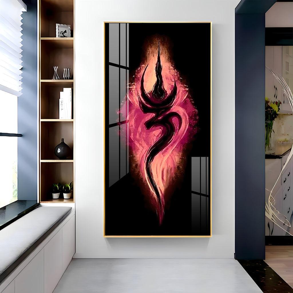 Peaceful Om Vertical Wall Art in Premium Acrylic - Decor Mantra 