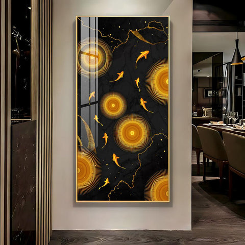 Stunning Vertical Acrylic Wall Art Adorned with Golden Desire - Decor Mantra 
