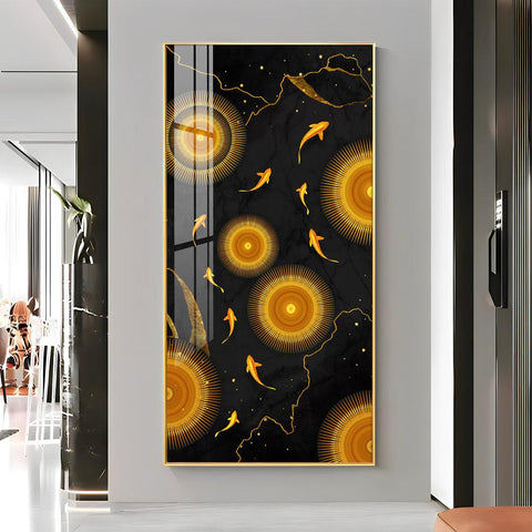 Stunning Vertical Acrylic Wall Art Adorned with Golden Desire - Decor Mantra 
