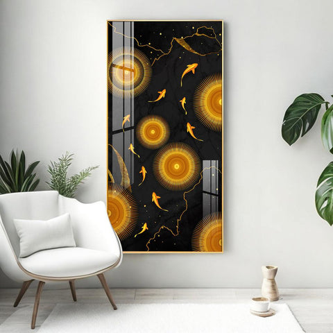 Stunning Vertical Acrylic Wall Art Adorned with Golden Desire - Decor Mantra 