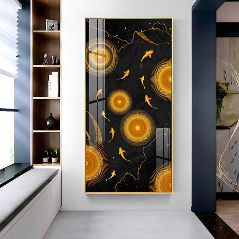 Stunning Vertical Acrylic Wall Art Adorned with Golden Desire - Decor Mantra 