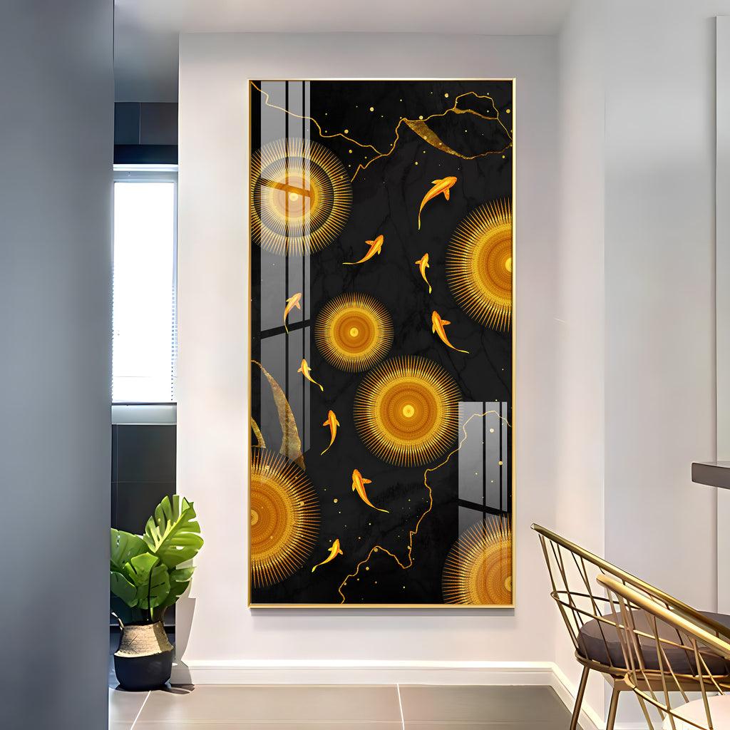 Stunning Vertical Acrylic Wall Art Adorned with Golden Desire - Decor Mantra 