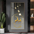 Contemporary Acrylic Wall Art Featuring Dancing Golden Reindeer Design - Decor Mantra 