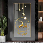 Contemporary Acrylic Wall Art Featuring Dancing Golden Reindeer Design - Decor Mantra 