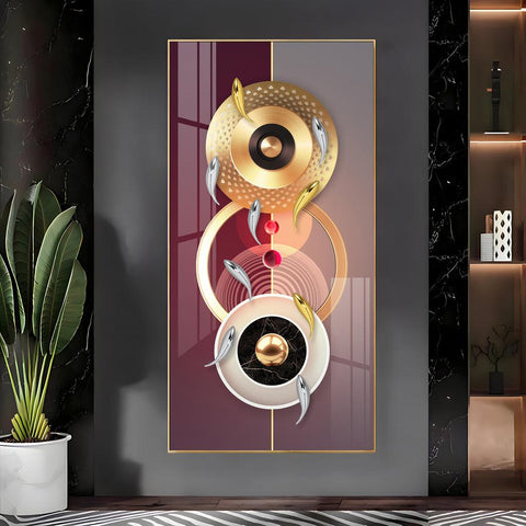 Stunning Vertical Acrylic Wall Art Adorned with Glittering Koi Fish - Decor Mantra 