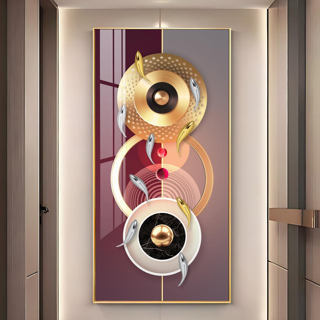 Stunning Vertical Acrylic Wall Art Adorned with Glittering Koi Fish - Decor Mantra 