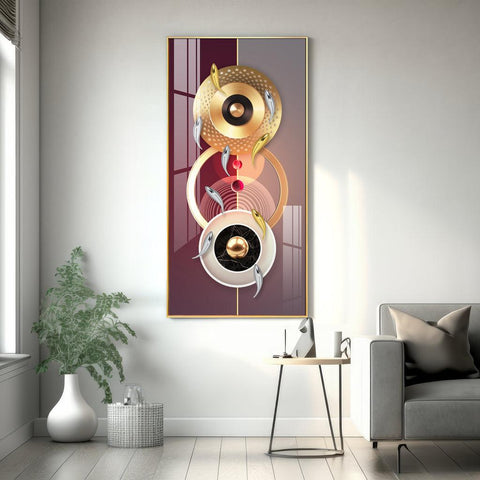 Stunning Vertical Acrylic Wall Art Adorned with Glittering Koi Fish - Decor Mantra 