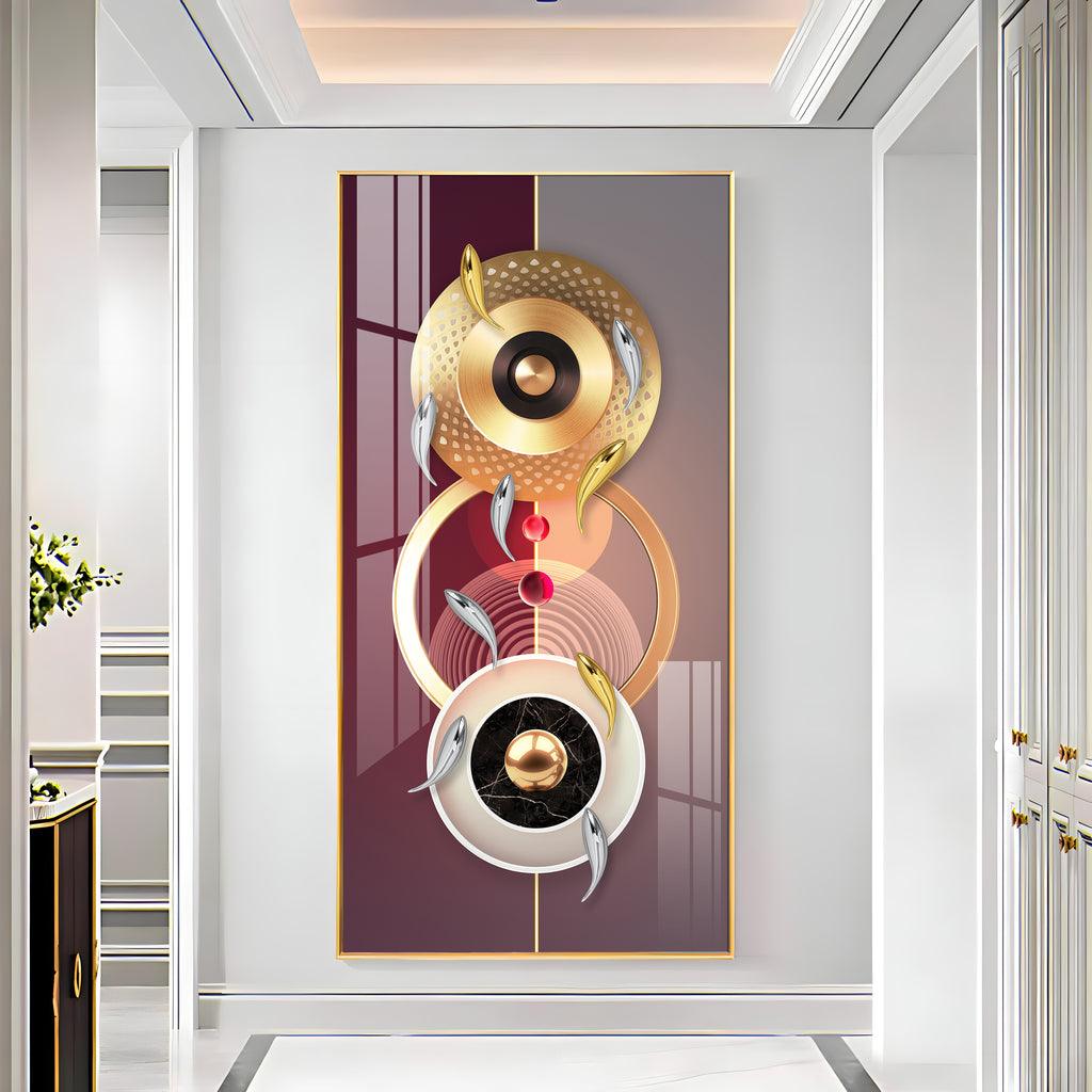 Stunning Vertical Acrylic Wall Art Adorned with Glittering Koi Fish - Decor Mantra 