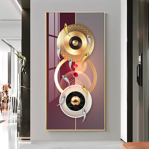 Stunning Vertical Acrylic Wall Art Adorned with Glittering Koi Fish - Decor Mantra 