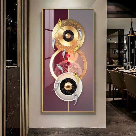 Stunning Vertical Acrylic Wall Art Adorned with Glittering Koi Fish - Decor Mantra 