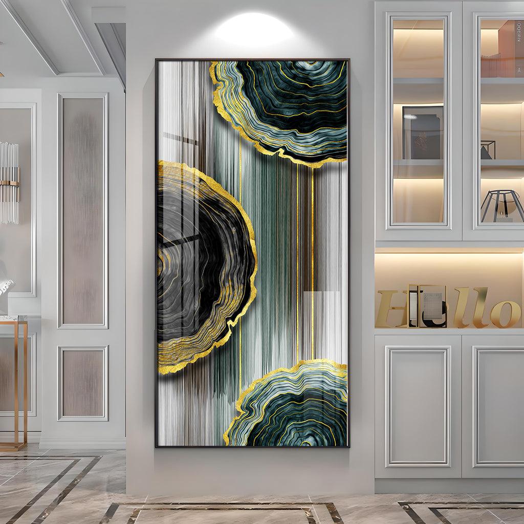 Modern Golden Annual Ring Vertical Wall Art in Premium Acrylic - Decor Mantra 